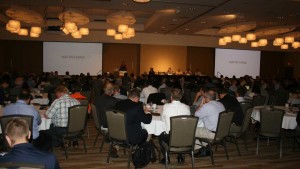 300 plus attendees listen to Alabama farmer Larkin Martin at the PrecisionAg Innovation Series event on August 31, 2015.