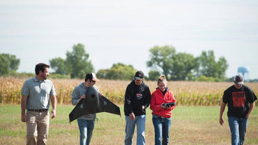 Mitchell Technical Institute students with drone